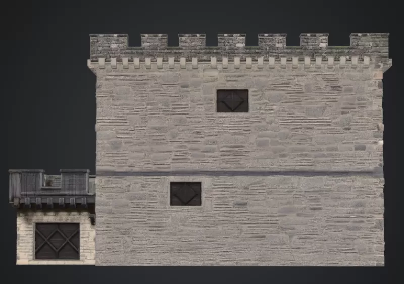 Wehrturm mitvanbau - Model preview 3