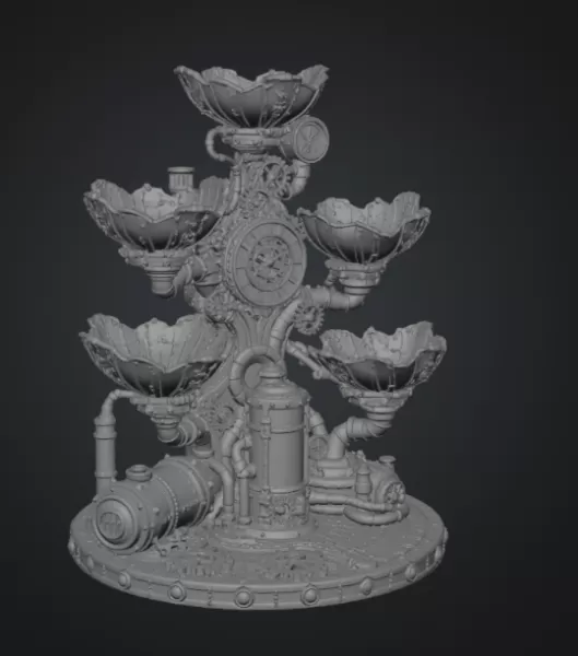 Steampunk Lotus Jewelry Organizer STL File for 3D Print - Model preview 14