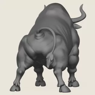 Muscular Young Bull Print Ready 3D Model