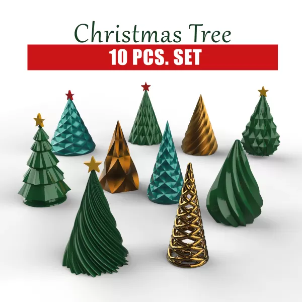 3D Christmas Tree, 10 pcs. Bundle for Christmas, Christmas Decor - Model preview 1
