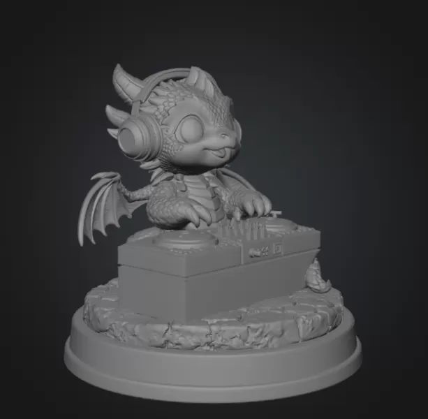 DJ Dragon Figurine – STL File for 3D Printing - Model preview 10