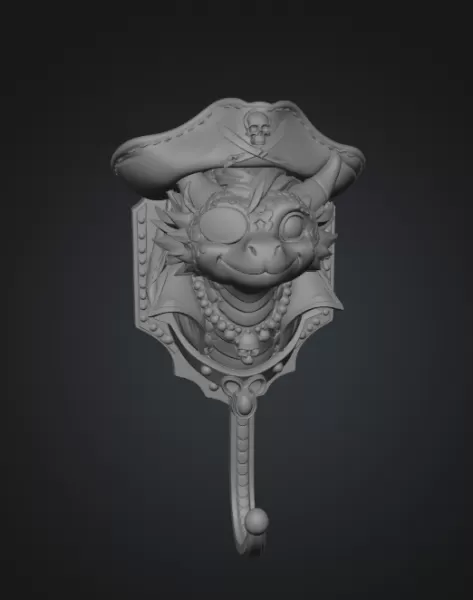 Pirate Dragon Key Holder STL File for 3D Print - Model preview 12
