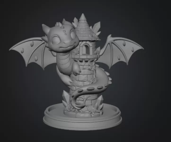 Tower Dragon Key or Jewelry Holder STL File for 3D Print - Model preview 15