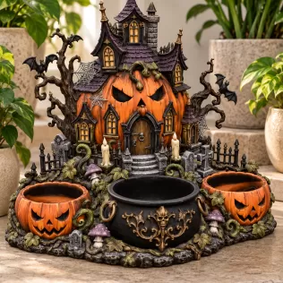 Haunted Pumpkin House Organizer STL File for 3D Print - Model thumbnail 3