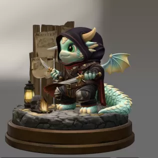 Fantasy Assassin Dragon STL File for 3D Printing - Model thumbnail 2