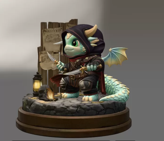 Fantasy Assassin Dragon STL File for 3D Printing - Model preview 2