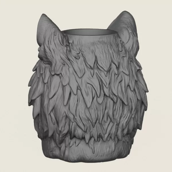 Wolf Head Vase Print Ready 3D Model - Model preview 6