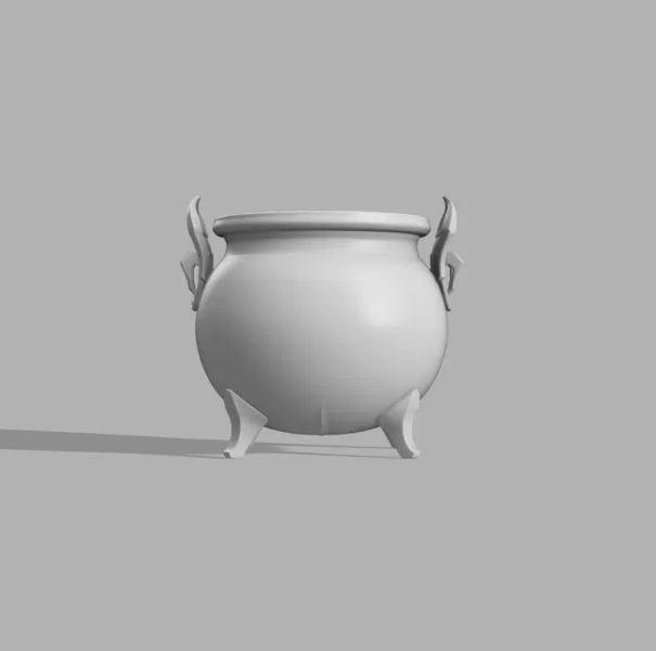 Witch Horned Cauldron - Mystic Candle Holder - Model preview 2