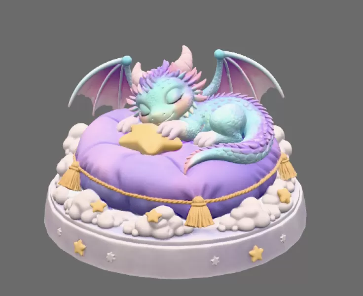 Sleeping Dream Dragon STL File 3D Print - Model preview 3