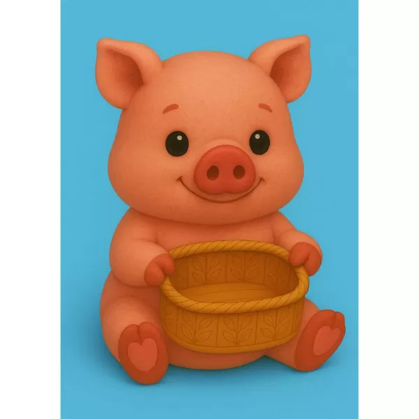Pig Holding a Gift Basket - Model preview 1
