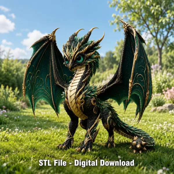 Emerald Crown Dragon STL File for 3D Print - Model preview 3