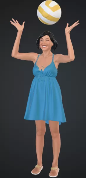 Frau am Strand mit ball Hände zum ball - Model preview 1