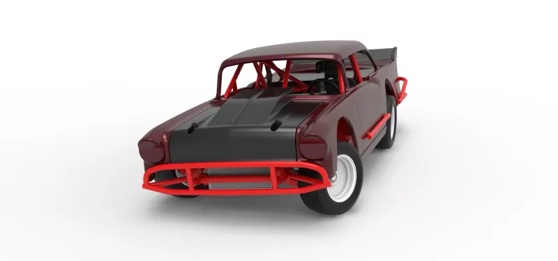 Vintage Dirt Modified stock car V9 while turning Scale 1:25 - Model preview 5