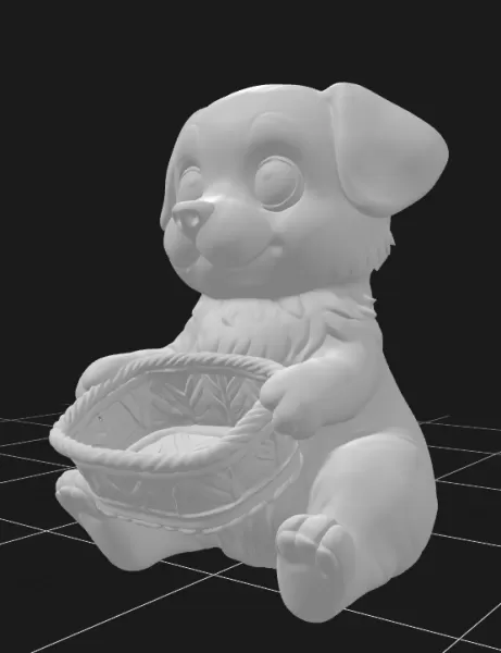 Cute Dog Holding a Gift Basket - Model preview 3