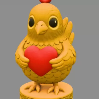Cute Blue Bird with Heart STL – Adorable 3D Printable Ornament - Model thumbnail 4