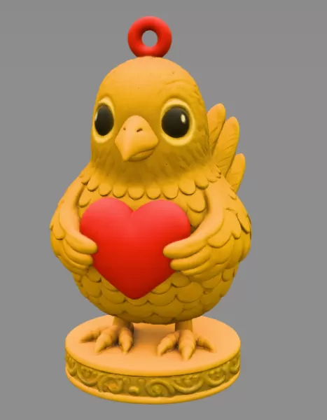 Cute Blue Bird with Heart STL – Adorable 3D Printable Ornament - Model preview 4