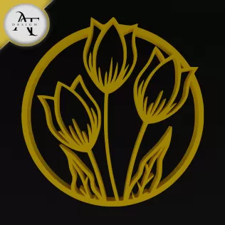 Tulips - Flowers - Silhouette - 2D Wall Art Decor