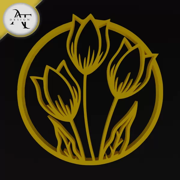 Tulips - Flowers - Silhouette - 2D Wall Art Decor - Model preview 1