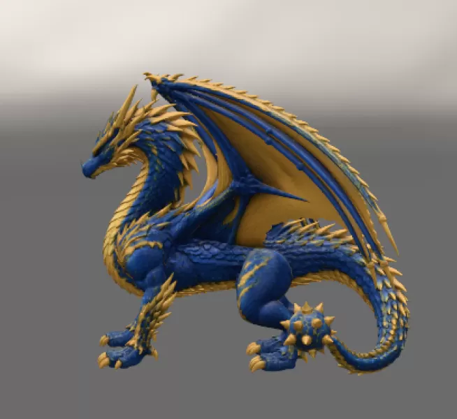 Azure Royal War Dragon STL File for 3D Print - Model preview 7