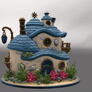 Seaside Fantasy Cottage STL File for 3D Print - Model thumbnail 10