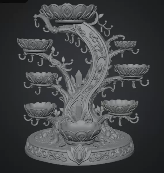 Enchanted Crystal Jewelry Tree STL File for 3D Print - Model preview 12