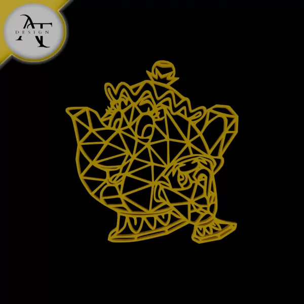 Teapot and cup - Tangled - Geometric - 2D Wall Art Decor - Model preview 1