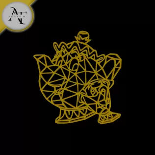Teapot and cup - Tangled - Geometric - 2D Wall Art Decor