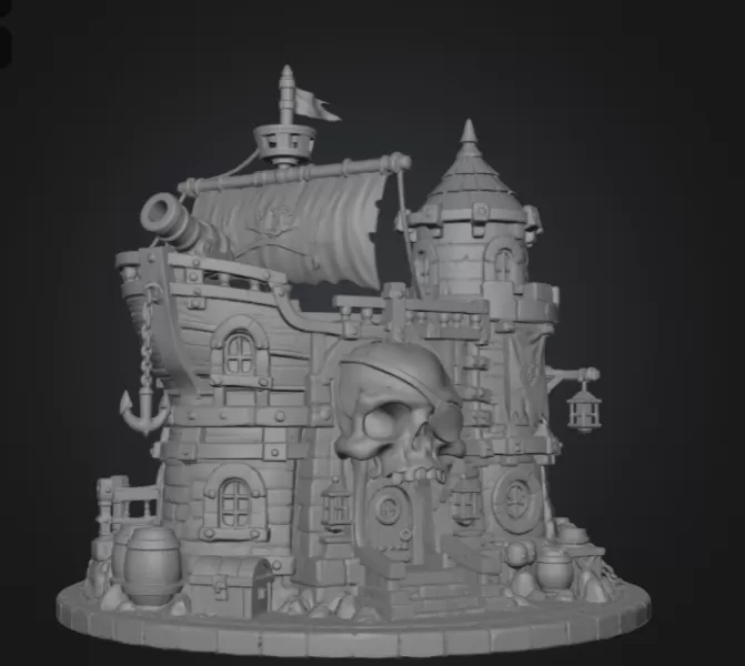 Pirate Skull Fortress STL File for 3D Print - Model preview 12