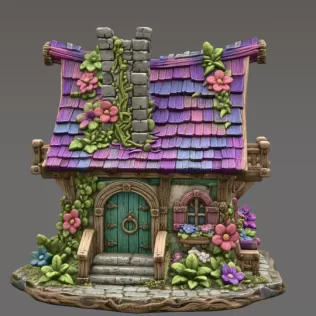 Enchanted Bloom Cottage STL File for 3D Printing - Model thumbnail 5