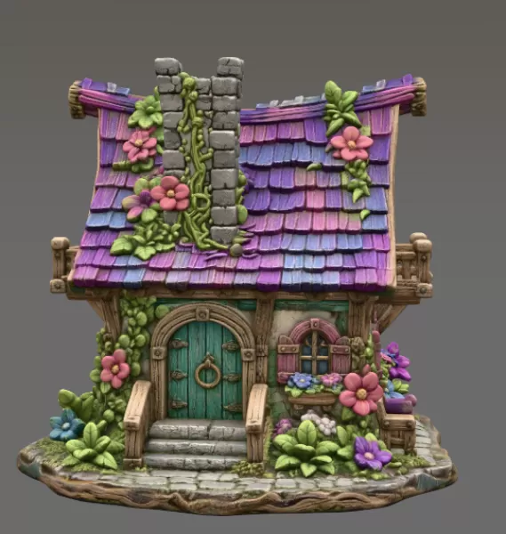 Enchanted Bloom Cottage STL File for 3D Printing - Model preview 5