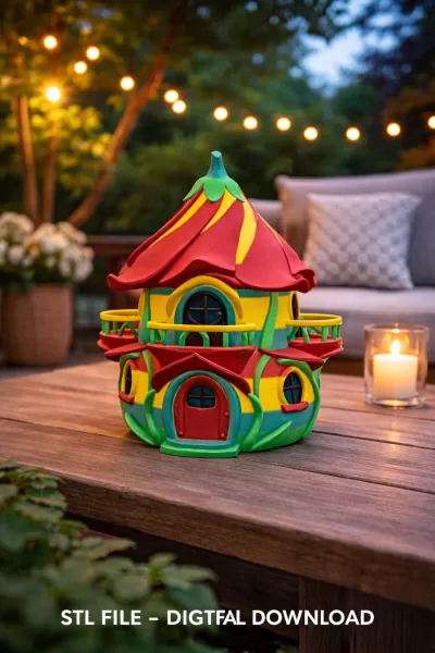 Colorful Fantasy Fairy House - STL File 3D Printable - Model preview 2