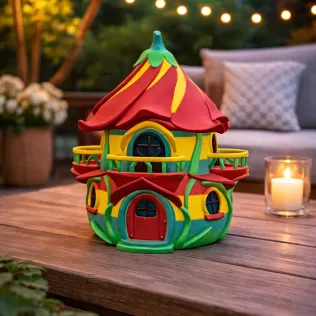 Colorful Fantasy Fairy House - STL File 3D Printable - Model thumbnail 2