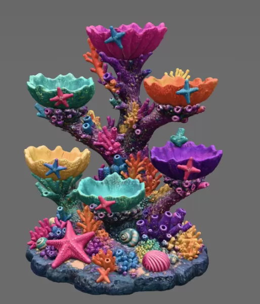 Colorful Coral Reef Tree Organizer STL File for 3D Print - Model preview 9