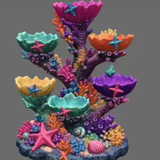 Colorful Coral Reef Tree Organizer STL File for 3D Print - Model thumbnail 9