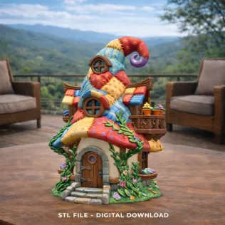 Patchwork Wizard Cottage STL File 3D Print - Model thumbnail 2