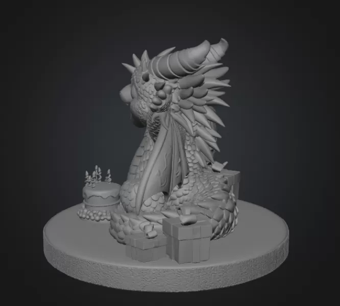 Cute Birthday Dragon STL File for 3D Printing - Model preview 8