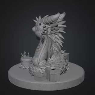 Cute Birthday Dragon STL File for 3D Printing - Model thumbnail 8