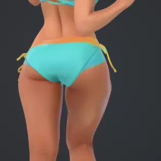 frau am strand mit ball - Model thumbnail 3