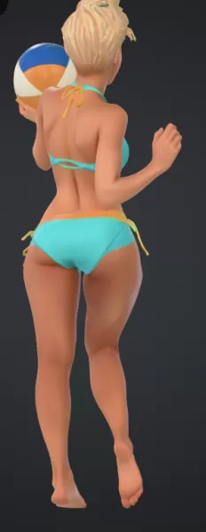frau am strand mit ball - Model preview 3