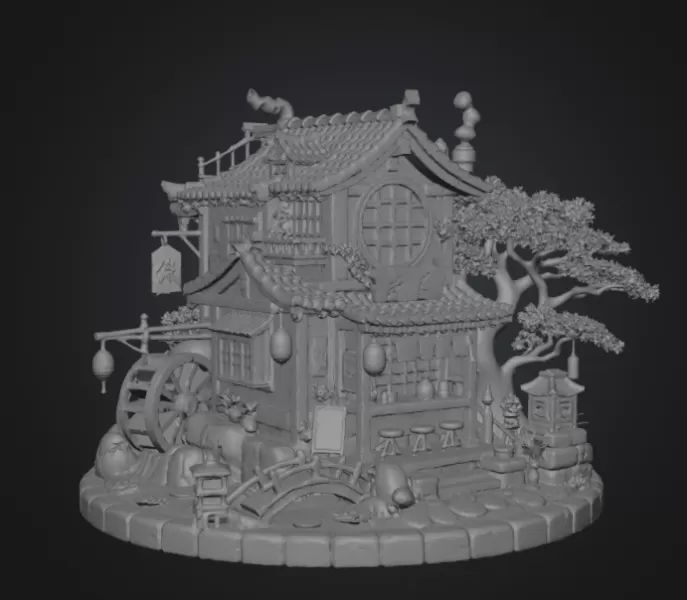 Japanese Tea House STL File for 3D Print - Model preview 12