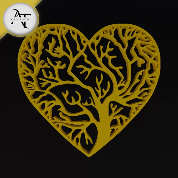 Tree of love - Silhouette - 2D Wall Art Decor - Model preview 1