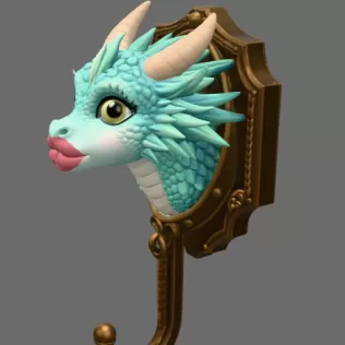 Funny Kiss Dragon Wall Hook STL File for 3D Print - Model thumbnail 4