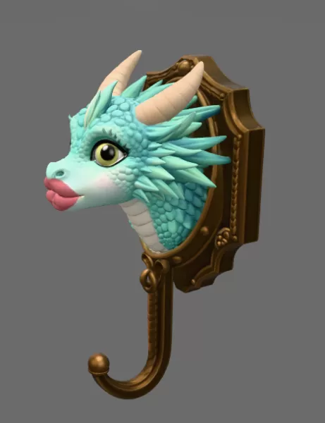 Funny Kiss Dragon Wall Hook STL File for 3D Print - Model preview 4