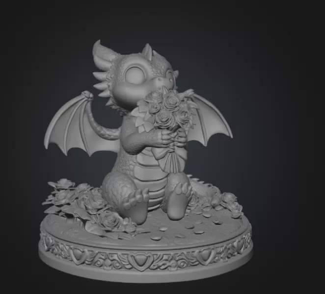 Romantic Dragon STL File for 3D Print - Model preview 11