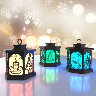 3D Christmas Lamp, Christmas Lantern, Night Light, Candle Holder - Model thumbnail 2