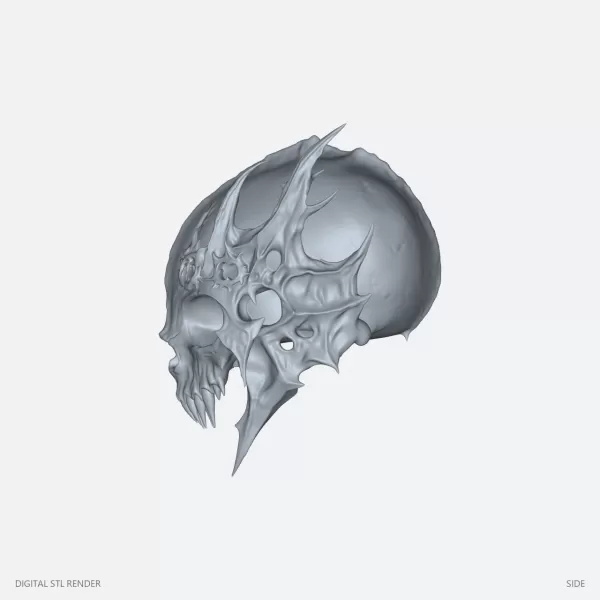 Crowned Skull Dark Fantasy - STL - Model preview 3