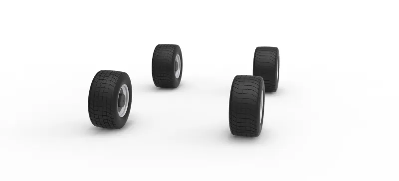 Wheel Set of Vintage Dirt late model Race car V2 Scale 1:25 - Model preview 3