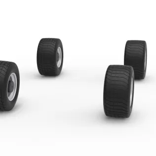 Wheel Set of Vintage Dirt late model Race car V2 Scale 1:25 - Model thumbnail 3