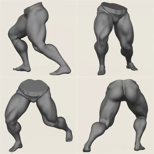 Muscular Man Leg Pose Collection - Model preview 7