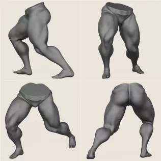 Muscular Man Leg Pose Collection - Model thumbnail 7